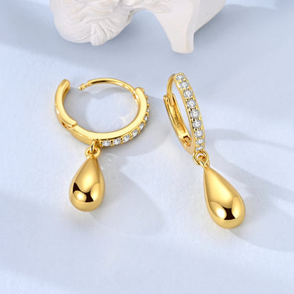 Aretes Gota Dorada & Diamantes