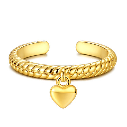 Anillo Corazon Colgante Dorado