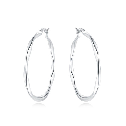 Aretes Aro Irregular Plateado