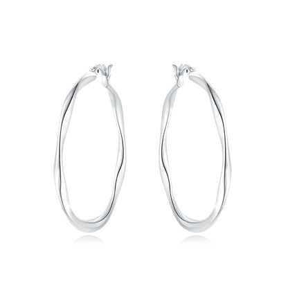 Aretes Aro Irregular Plateado