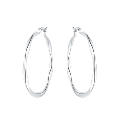 Aretes Aro Irregular Plateado