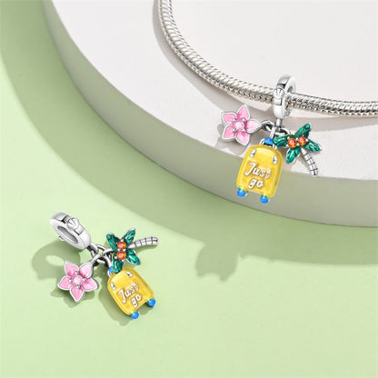 Flor Rosa, Maleta y Palmera "Just Go"