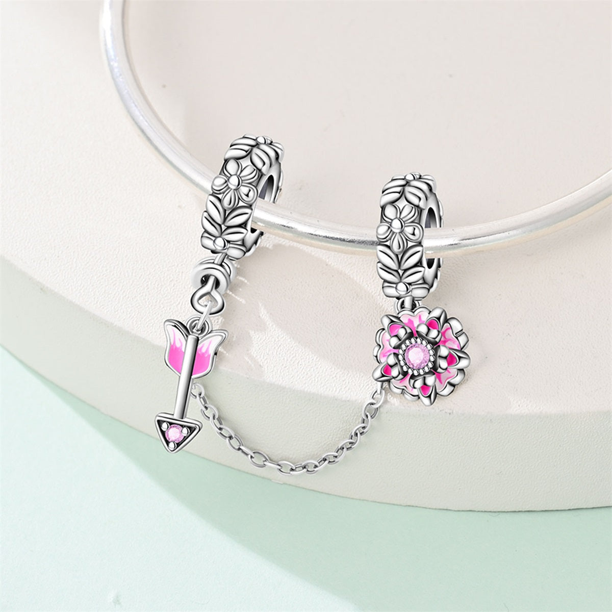Cadena De Seguridad Flor Rosa & Flecha