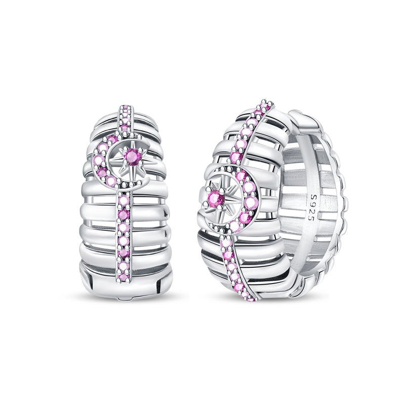 Aretes Luna y Estrella Morada