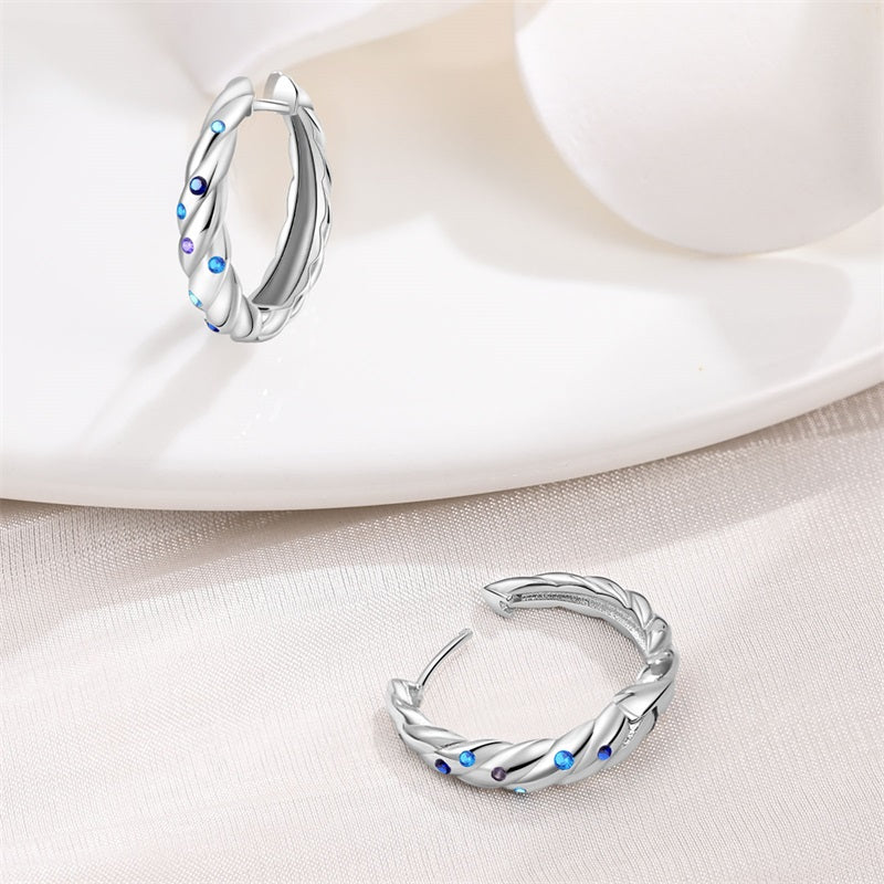 Aretes Espiral de Estrellas Azules