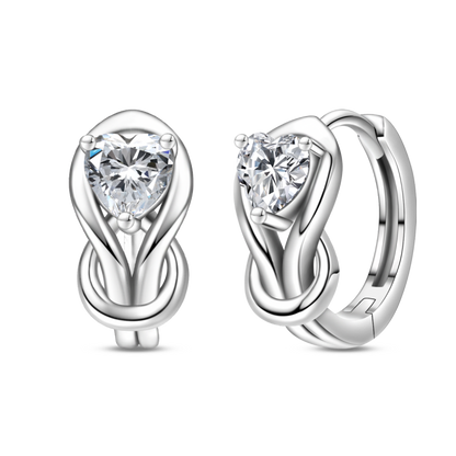 Aretes Con Brillante De Corazon Plateados