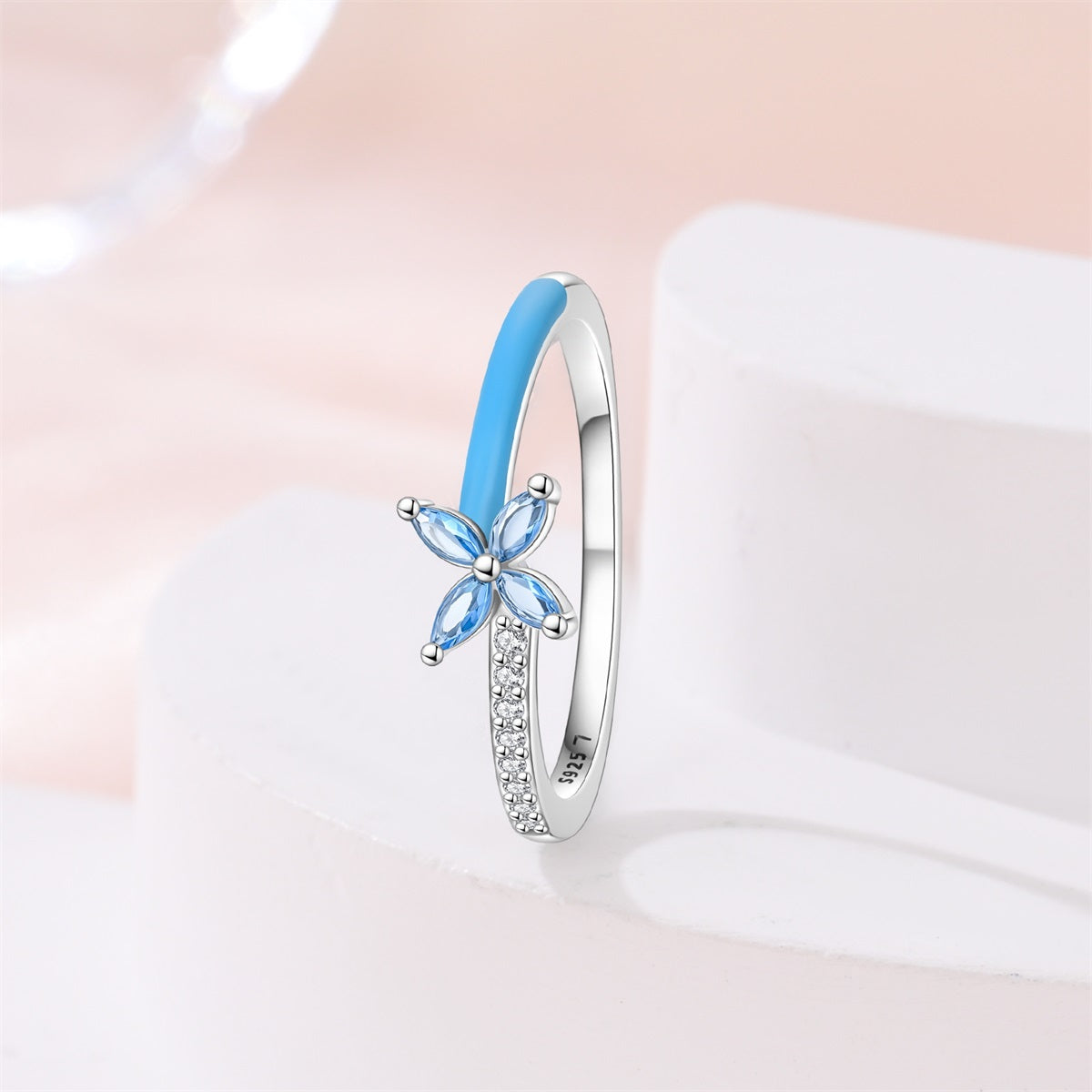 Anillo Flor Azul