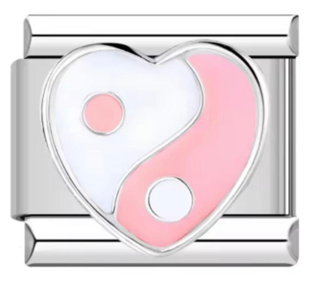 Italiano Corazón Yin y Yang Rosa & Blanco