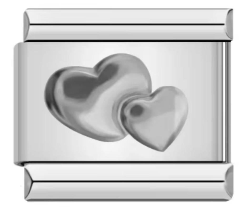 Italiano Duo De Corazones Plateado
