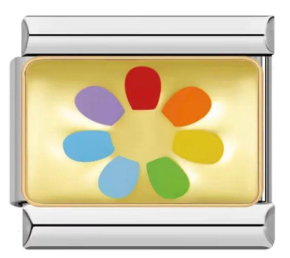 Italiano Dorado Flor Multicolor