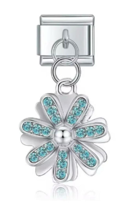 Italiano Flor Plateda & Azul