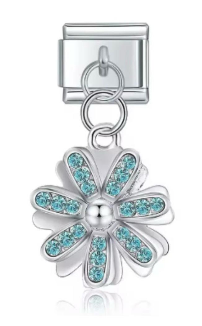 Italiano Flor Plateda & Azul