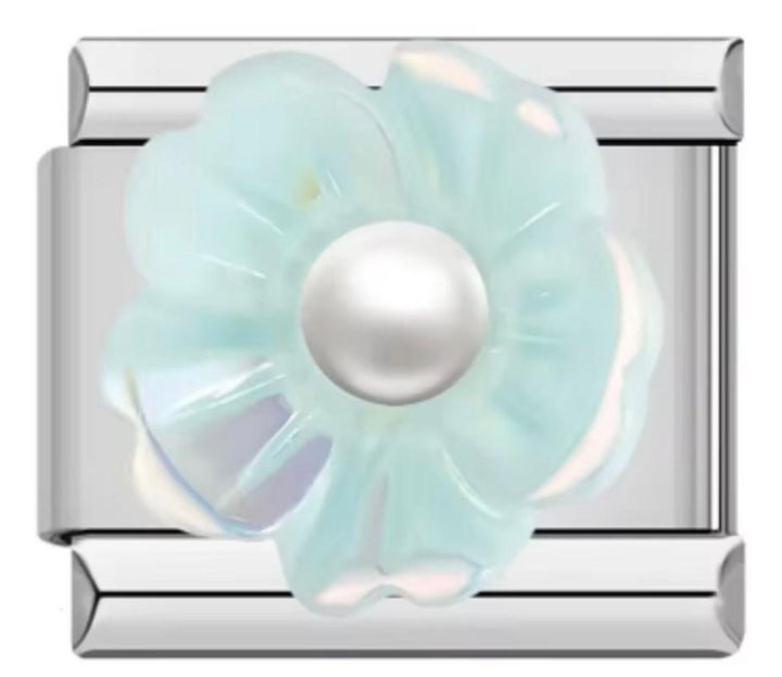 Italiano Flor Azul Con Perla