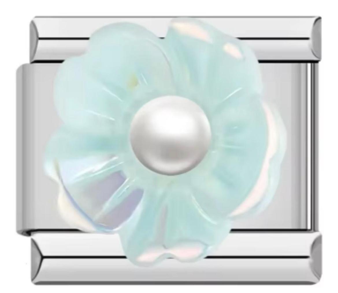 Italiano Flor Azul Con Perla
