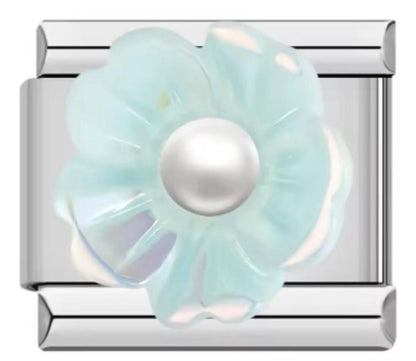 Italiano Flor Azul Con Perla