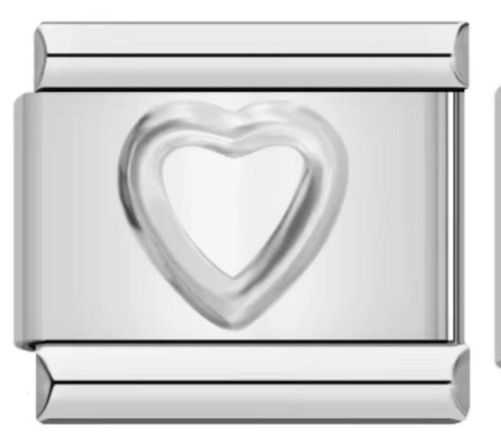 Italiano Corazón Borde Plateado