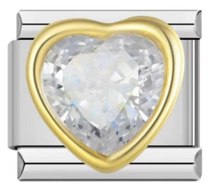 Italiano Piedra Corazón Plateado