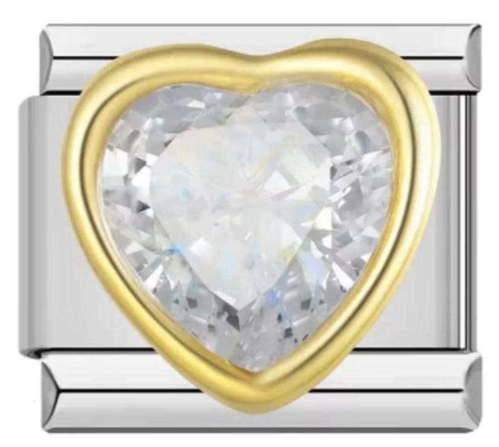 Italiano Piedra Corazón Plateado