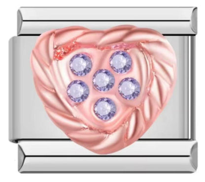 Italiano Corazón Rosa & Piedras Moradas