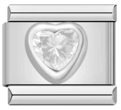 Italiano Piedra Corazón Plateado
