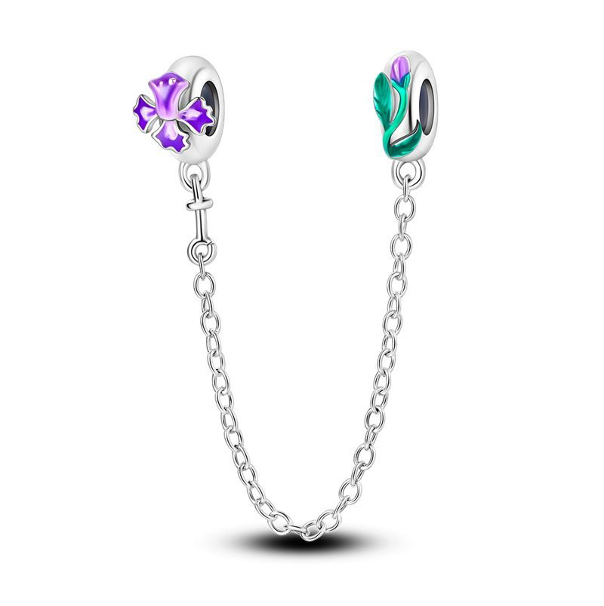 Cadena de Seguridad Flor Morada y Tulipán