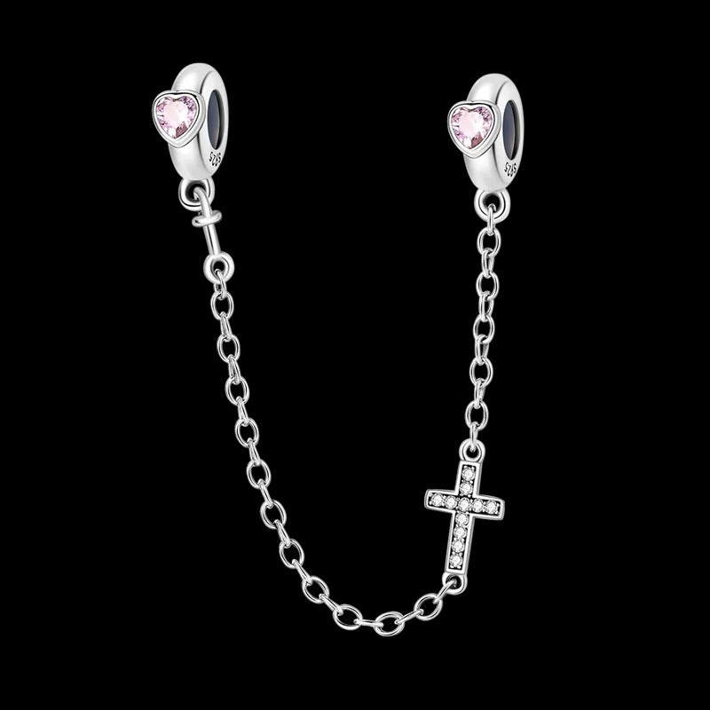 Cadena de Seguridad de Corazón y Cruz