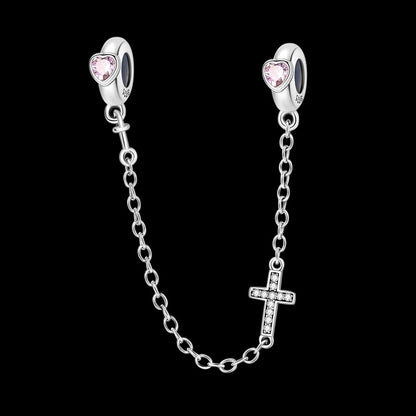 Cadena de Seguridad de Corazón y Cruz