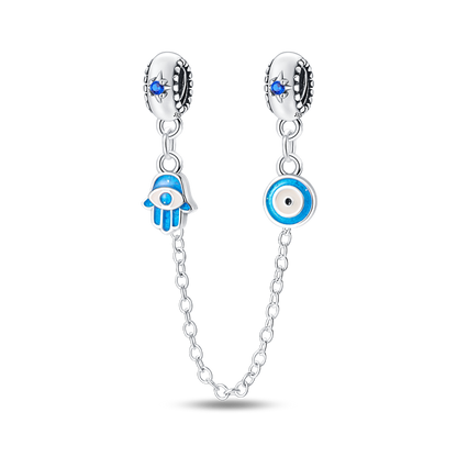 Cadena de Seguridad Hamsa & Ojo Turco Fluorescente